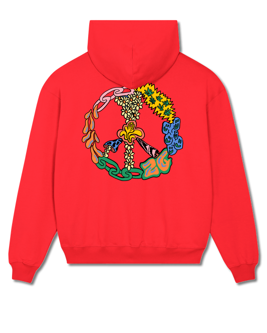 PEACE HOODIE RED (OVERSIZED FIT)